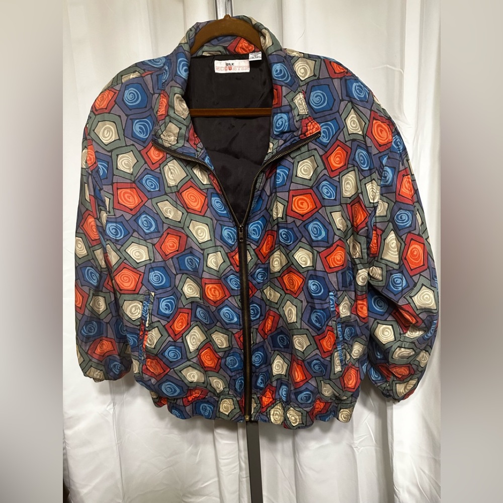 Beautiful Orange Mix “ Silk NCounter” Silk Bomber Jacket!!